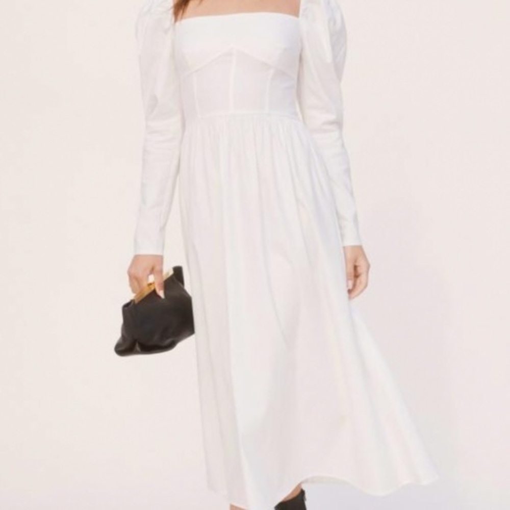 Reformation White Luce Midi Cotton Dress Small